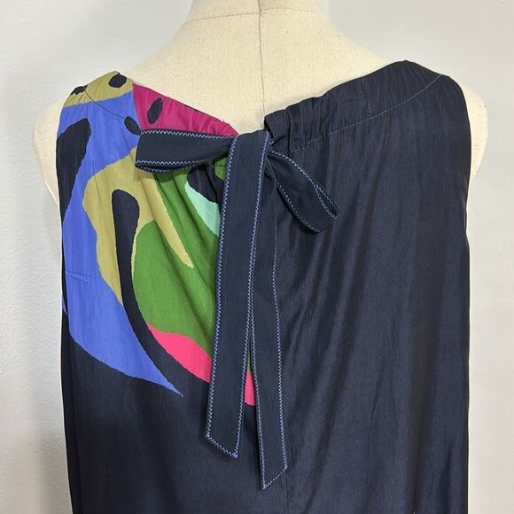 NWT Chico's Midi Dress 2/Large Trapese Back Wild Palm Sleeveless Artsy Abstract - Picture 7 of 14